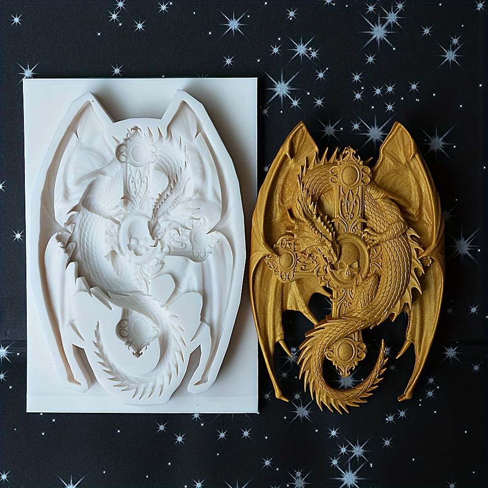 Halloween Decorative Dragon Silicone Mold DIY Making Gypsum Resin Dragon  Model