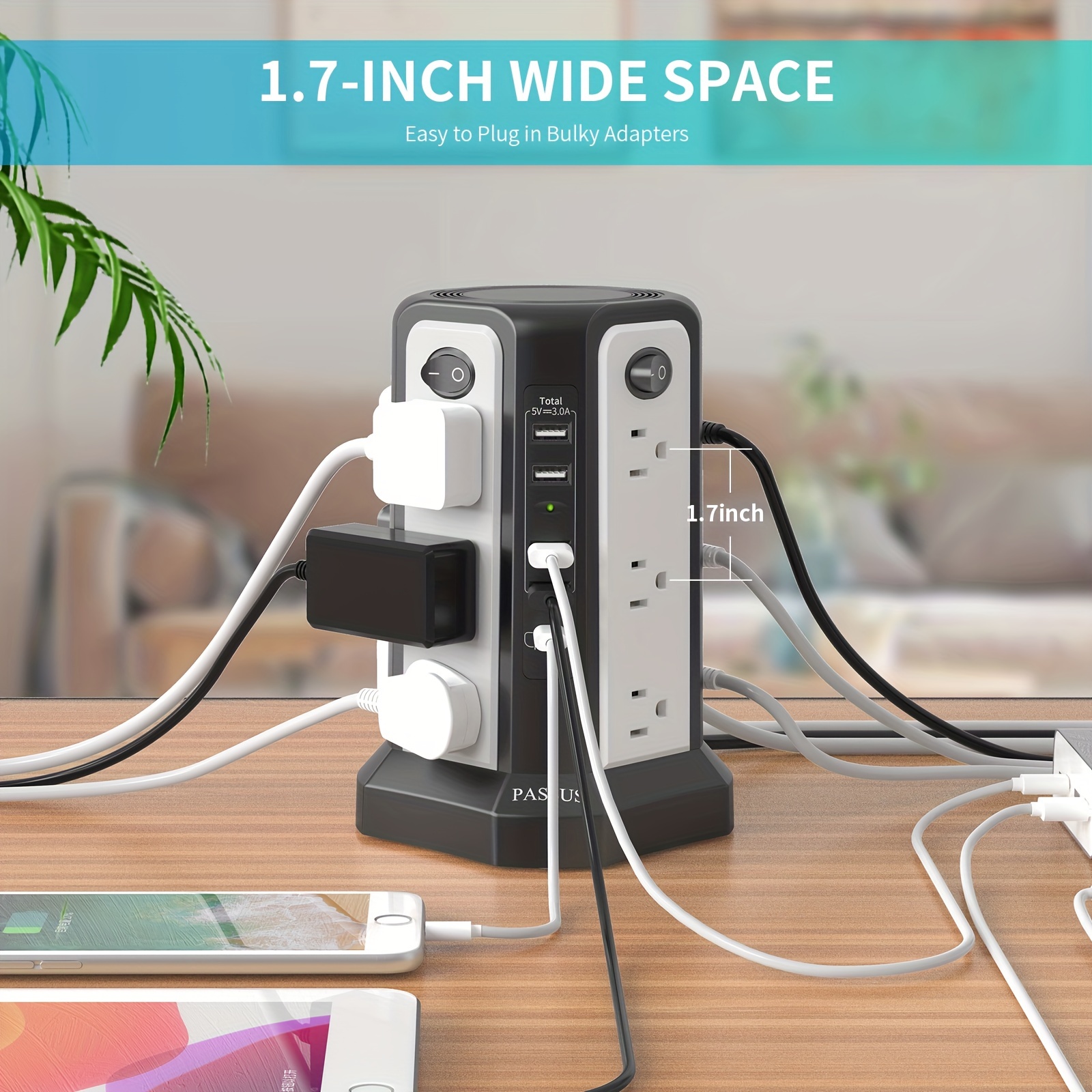 Passus Surge Protector Tower With Usb C(pd ) Port Power - Temu Philippines