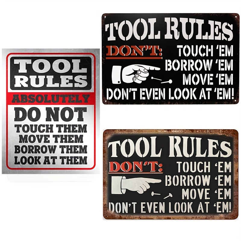 Tin Garage Sign Tool Rules Signs Garage Wall Decor Garage - Temu