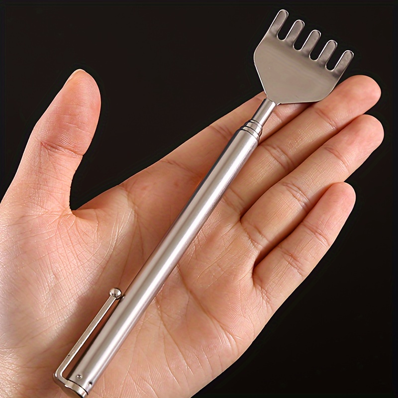 1pc stainless steel telescopic back scratcher   massager portable   with adjustable rod durable easy clean for back leg   muscle relaxation ideal for home   office relaxation tool sleek metallic     material Product details 7