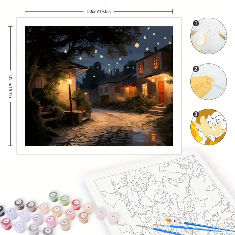 Diy Painting By Numbers Kit House Night Landscape Acrylic - Temu
