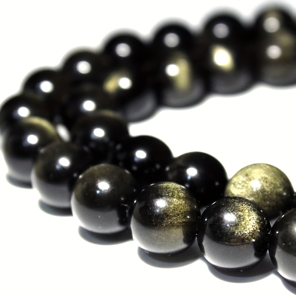 

8mm 60pcs Natural Stone Golden Obsidian Loose Spacer Beads For Jewelry Making
