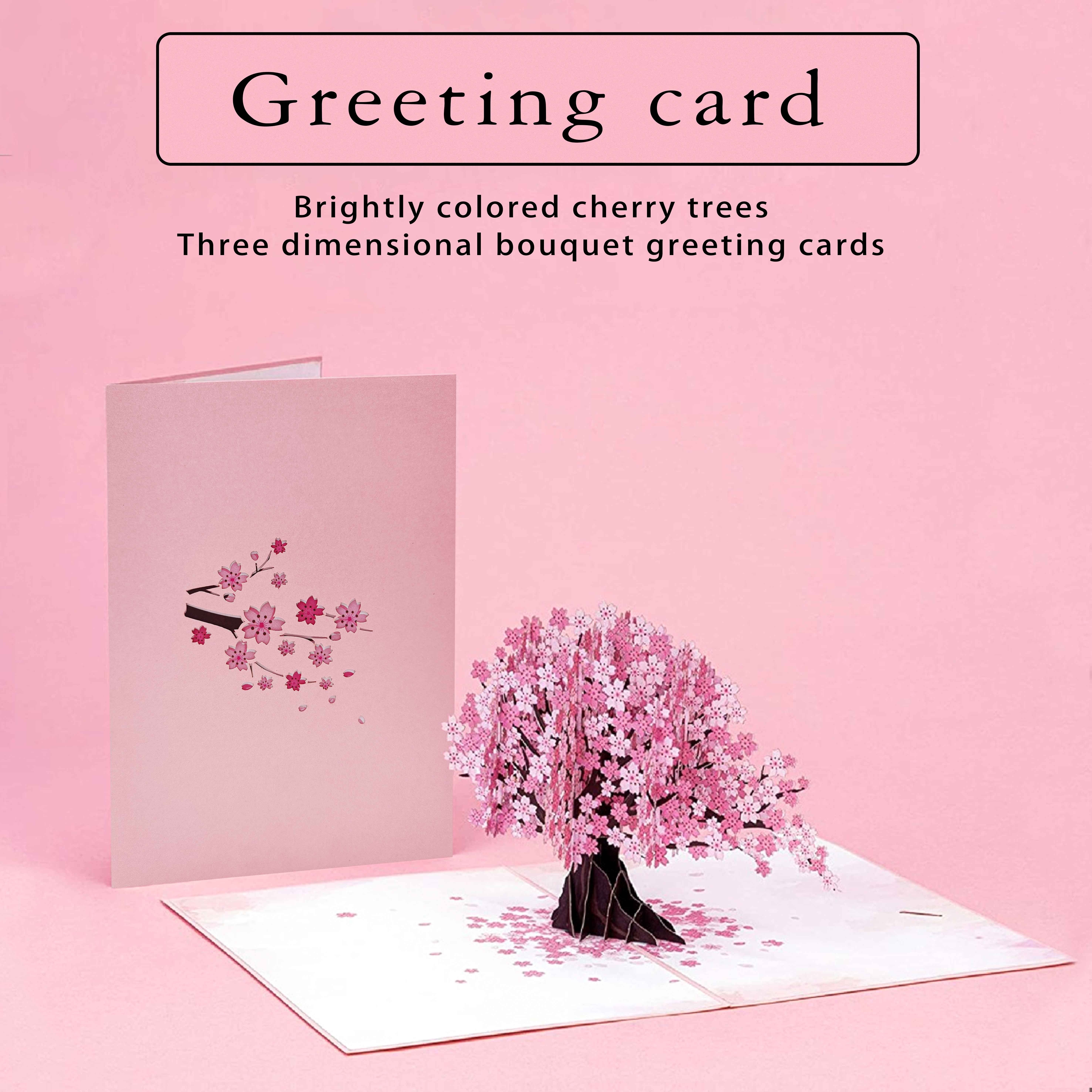 

3d Pop-up Sakura Tree Three-dimensional Valentine's Day Card Happy Birthday Card With Envelope Anniversary Card Wife Husband Mother's Day Card Wedding Thank You Card Miss You Card
