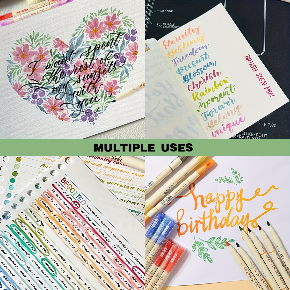 Art Marker Pen, Drawing Pen, 18 Colors Elastic Fine Tip Brush Note