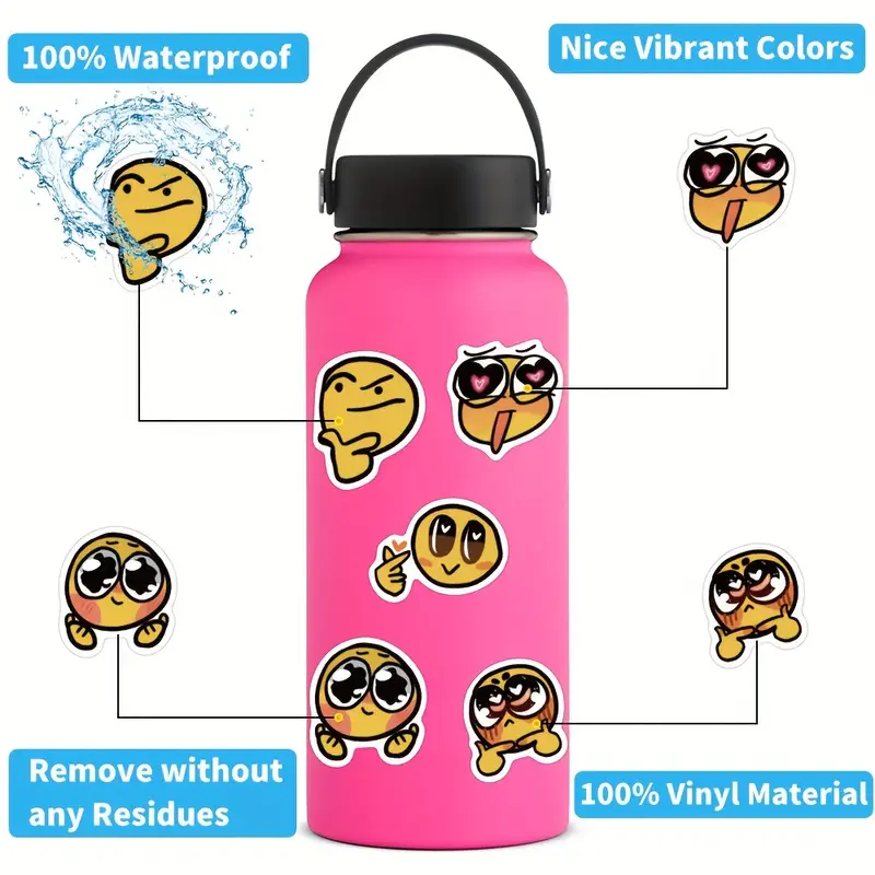 60pcs Cute Funny Cartoon Aesthetics Decals Vinyl Waterproof Stickers For  Water Bottle, Computer, Notebook, Luggage, Phone, Laptop Bike Skateboard
