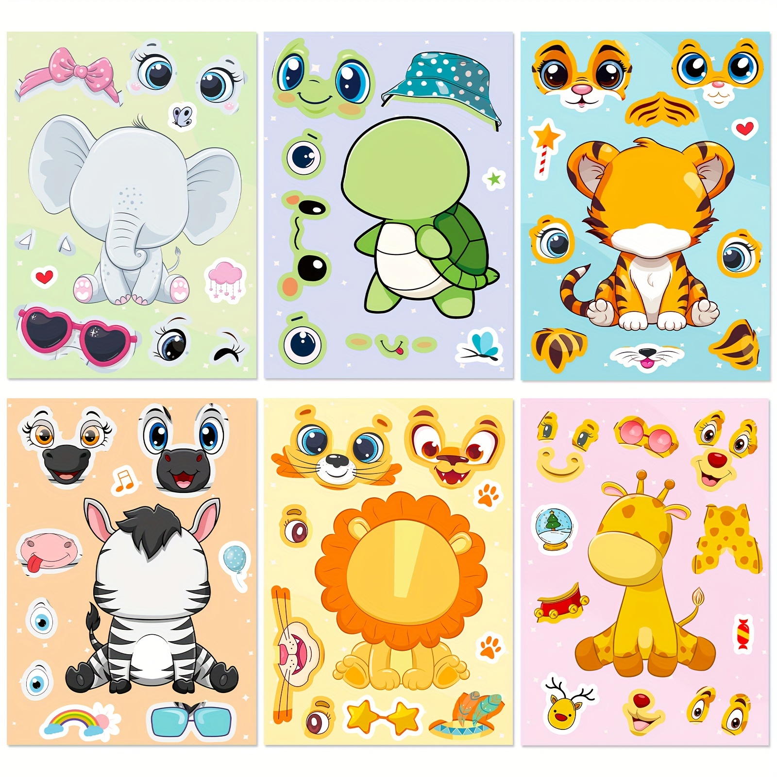 Make-a-face Stickers For Gifts, Vinyl Waterproof Cartoon Make Your Own  Stickers, Animal Stickers, Animal Party Face Changing Stickers - Temu