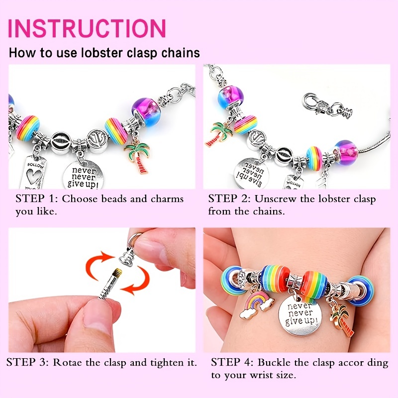 64pcs Charm Bracelet Making Kit Gifts For Teenage Girls Gifts For