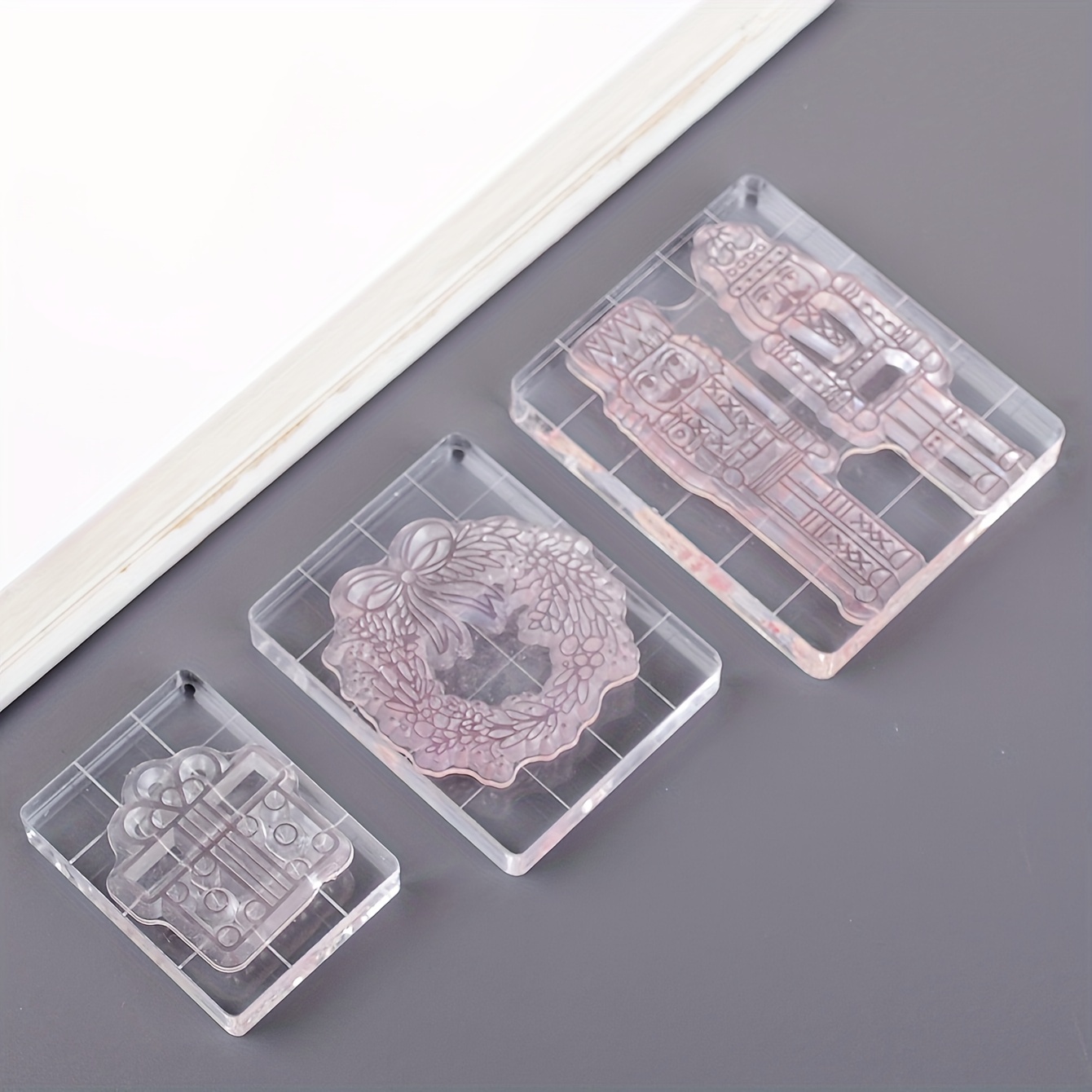 9 size Acrylic Stamps Block Pad Making Block Clear Essential Stamping Tools  For Scrapbooking Handle Stamping Photo Album Decor