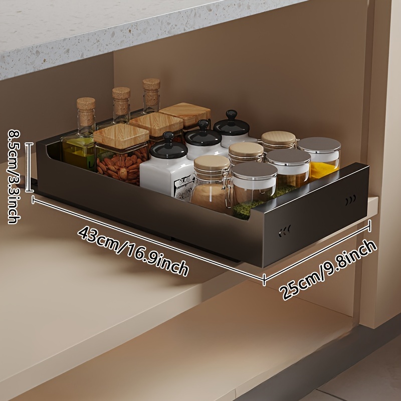 1pc Punch-free Iron Kitchen Spice Bottle Storage Rack, Cabinet