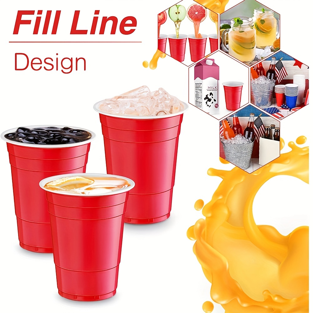 18 oz Red Cups Party Cups Heavy-Duty Plastic Cold Drinking