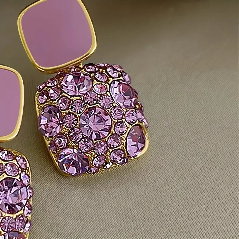 vintage square rhinestones earrings geometry jewelry women party favors details 0