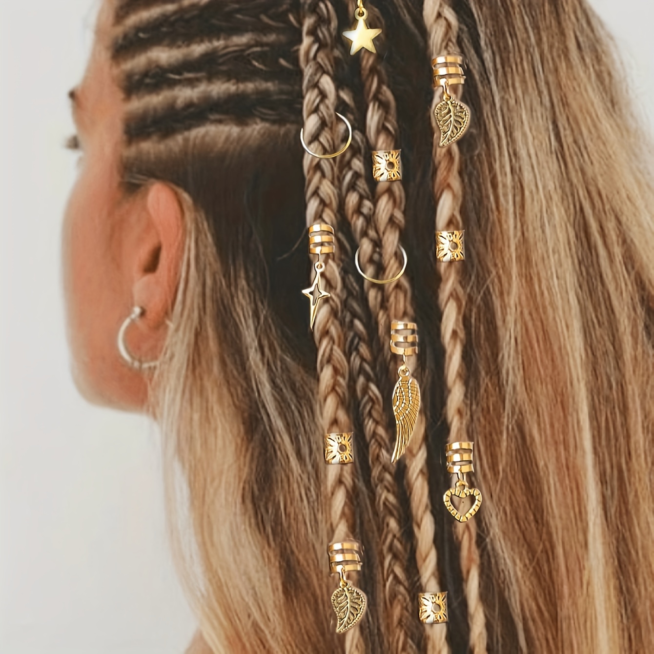 100Pcs Dreadlocks Beads Sparkling Rhinestone Fashionable Hair Braiding  Rings For