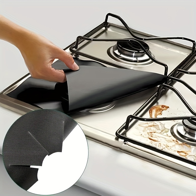 4pcs Gas Range Protectors, Foil Square Stove Burner Covers, Range  Protectors Bib Liners, Reusable Gas Stove Burner Covers, Double Stovetop  Protector