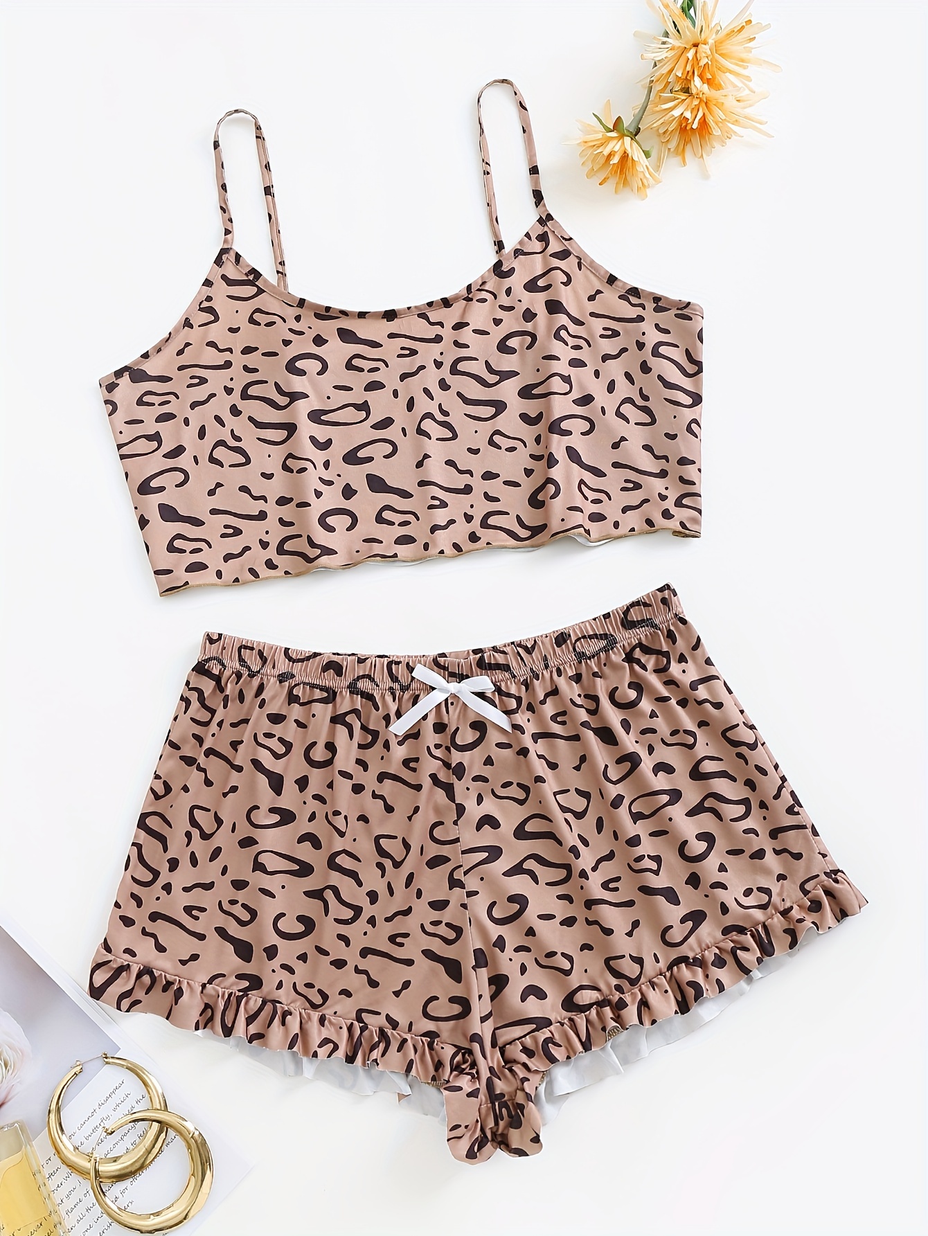 Plus Size Sexy Pajamas Set Women's Plus Leopard Print High - Temu