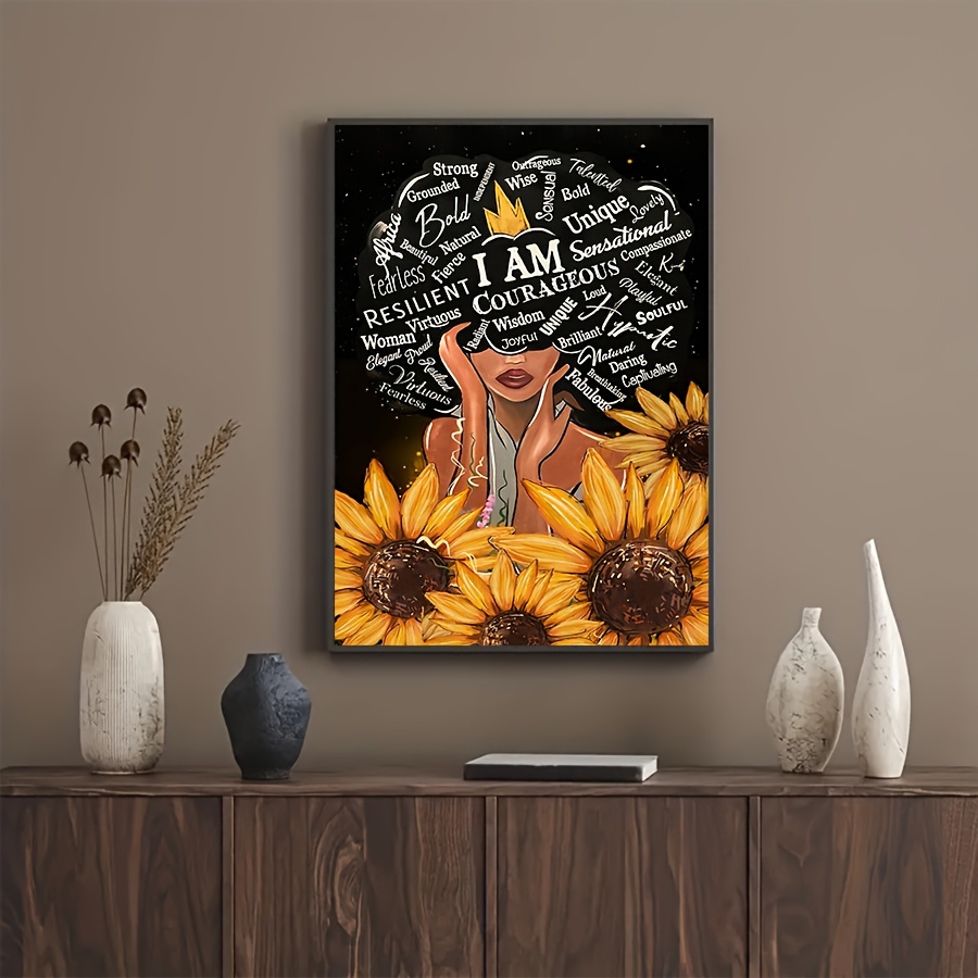 1pc Affiche En Toile, Art Moderne, Femme Noire Africaine Femme Fille,  Citations Positives, Cadeau Idéal Pour La Chambre À Coucher Salon,  Décoration