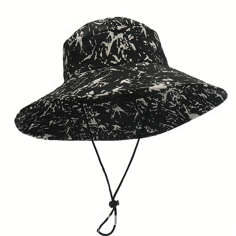 Tie Dye Print Reversible Sun Hat, Bucket Hats Wide Brim Drawstring Bucket Hat Foldable UV Protection Boonie Hats for Women Outdoor,Temu