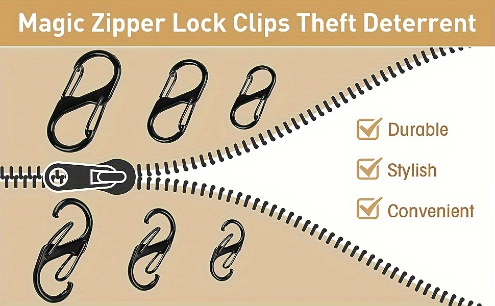  18pcs Small Carabiner Clip,S Carabiner Zipper Clip Anti  Theft,Zipper Lock Clip,Backpack Zipper Lock,Zipper Connector,Zipper  Replacement.(Silver,3Size) : Sports & Outdoors