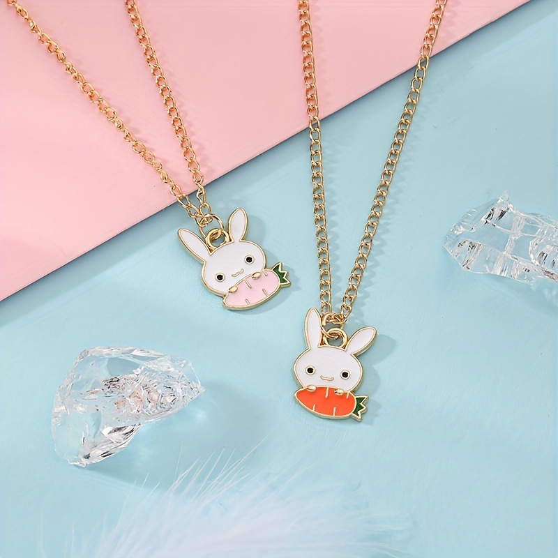 Cute Rabbit Pendant Necklace For Men And Women adjustable - Temu