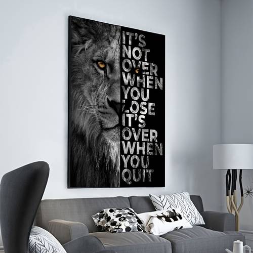 1pc art canvas painting lion painting on canvas wall art positive quote artwork wall painting for bathroom bedroom office living room home wall decor aesthetic room decor no frame halloween