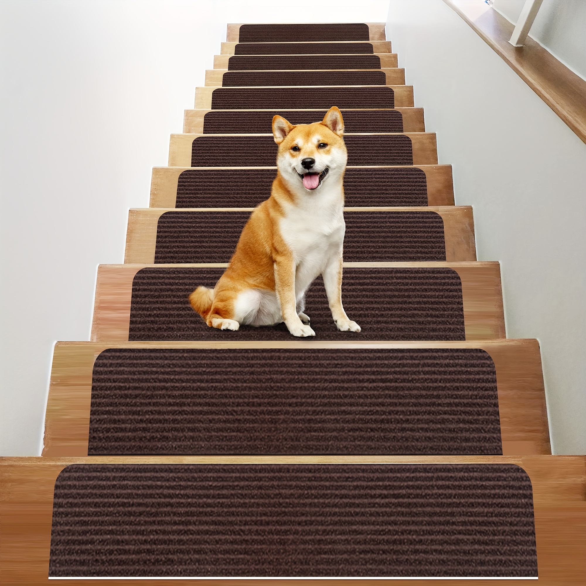 The Sofia Rugs Juego de 5 peldaños de escalera para peldaños de madera para  interiores, 28 x 9 pulgadas, alfombras modernas para peldaños de madera