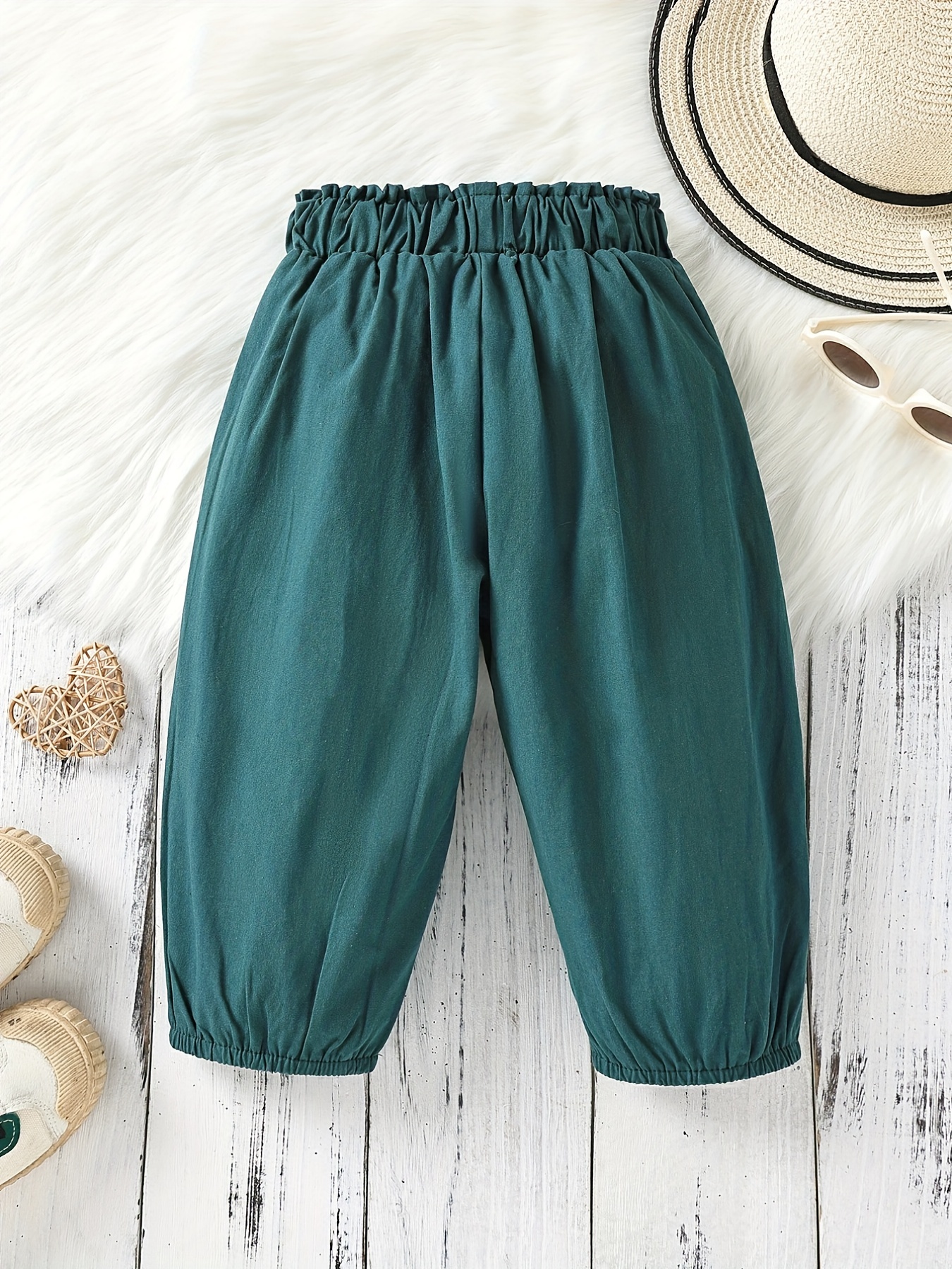 Girls Casual Bow Waist Capris Trousers