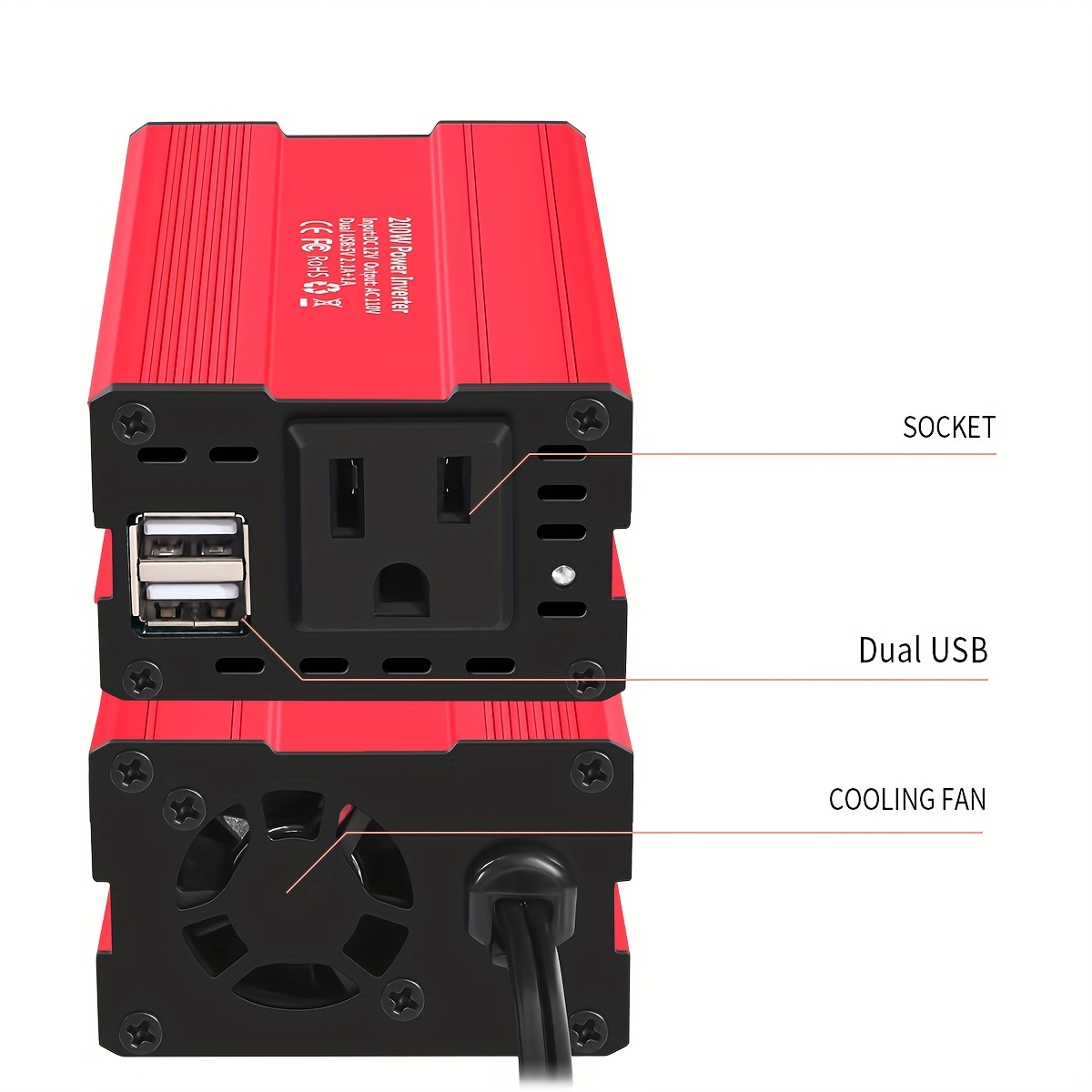 Full Power 12v To110v Ac 60hz Car Power Inverter Converter Vehicle Adapter  Plug Outlet With 3.1a Dual Usb Car Charger For Laptop Computer - Temu Japan