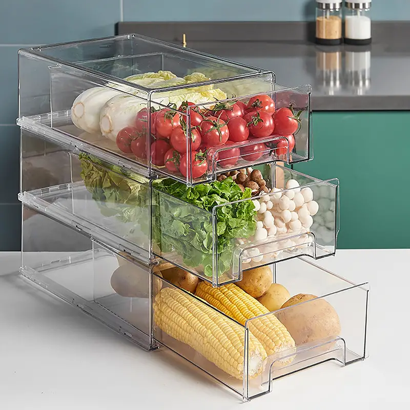 1PCS Refrigerator Organizer Bins with Pull-out Drawer, Drawable Clear  Fridge Drawer Organizer with Handle, Plastic Kitchen Pantry Storage  Containers