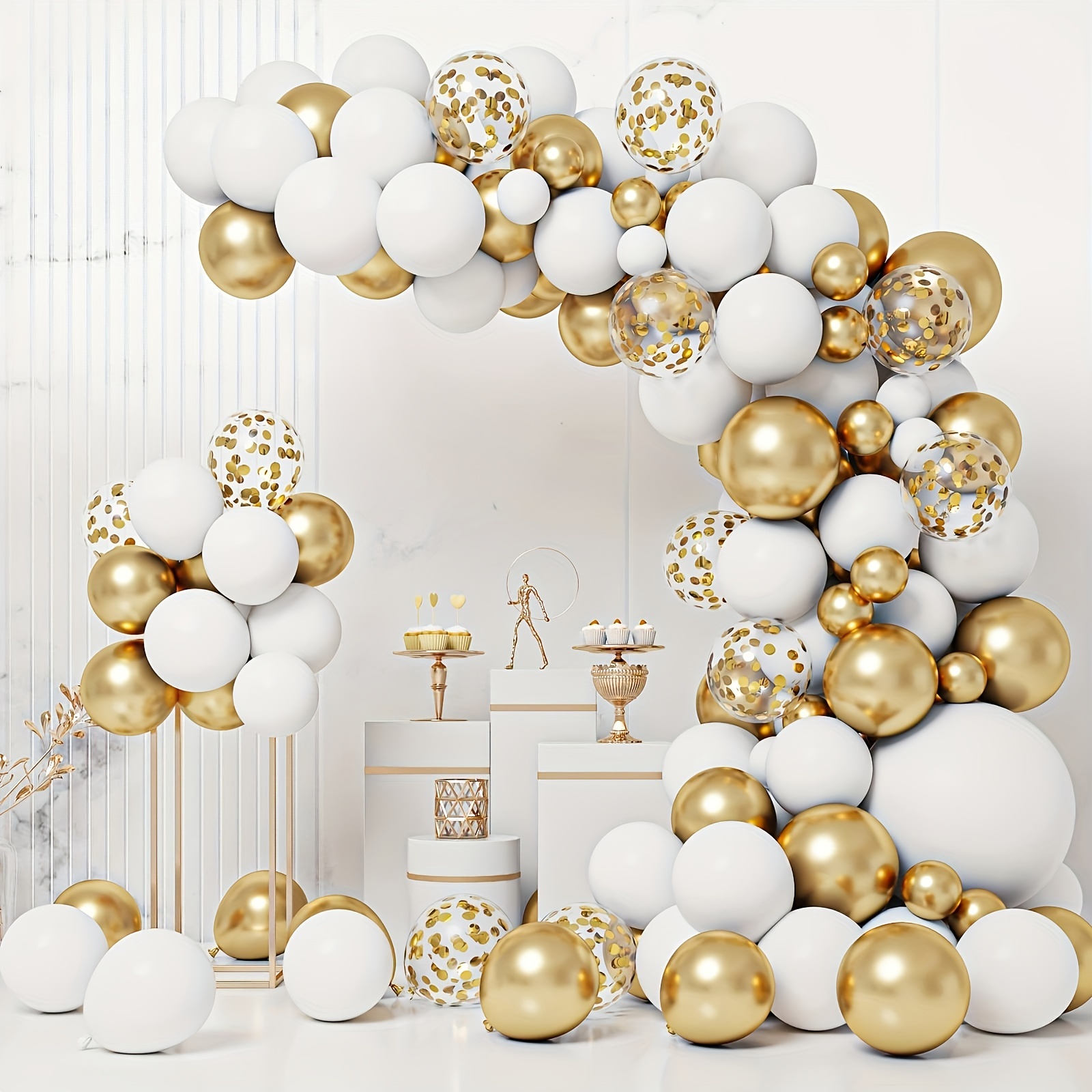 Golden Pearl Balloons With Glue Dots Confetti Balloons For - Temu