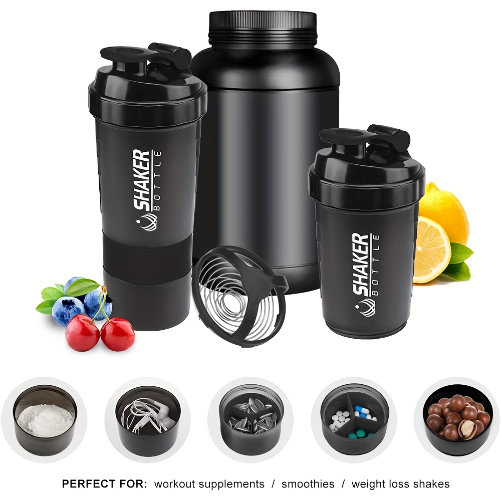 

1pc, Shaker Bottle With Power Container, 2 Tiers Protein Shakes, Powder Shaker Bottle, Sports Water Bottle, Ideal For Workout Supplements, For Sports, Gym And Fitness, Summer Drinkware