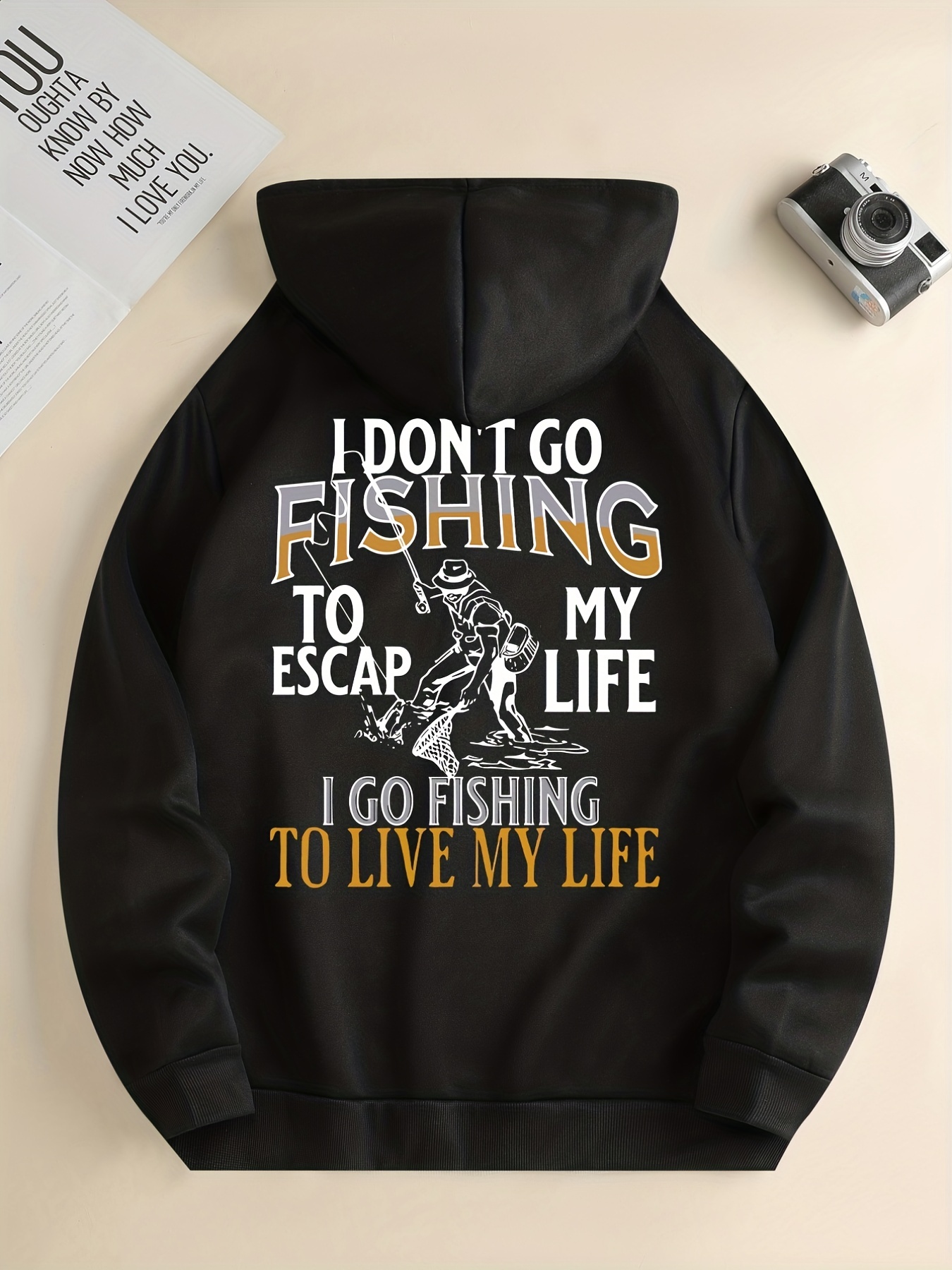 Fishing Print Hoodie Hoodies Men Men's Casual Graphic Design