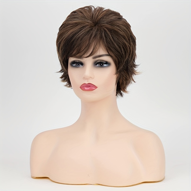 3 Colors Short Curly Wig With Bangs Natural Look Synthetic Wig