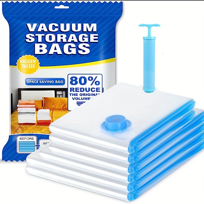Large Vacuum Storage Bags With Manual Pump, Space Saving Sealing Bags With  Travel Manual Pump, Airtight Compression Bags For Clothes, Pillows, Quilts,  Blankets, Bedding - Temu
