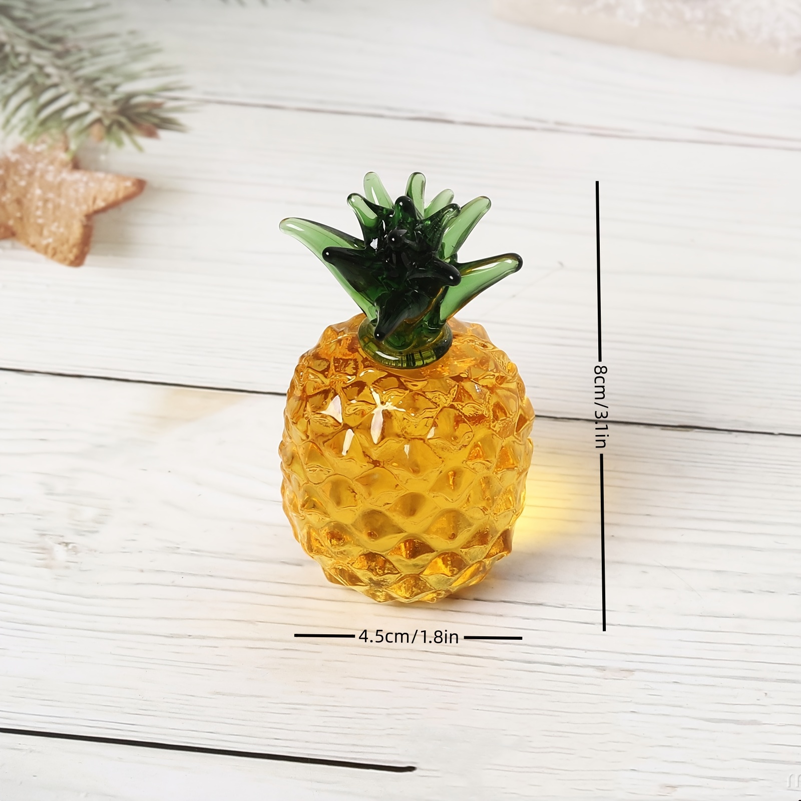 Crystal Fruit Pineapple Ornament Home Desk Tabletop Showpiece for