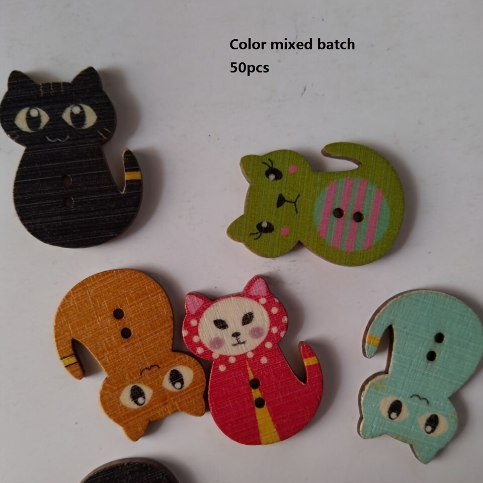 Wooden Sewing Button Cat Shape 2 hole Button - Temu