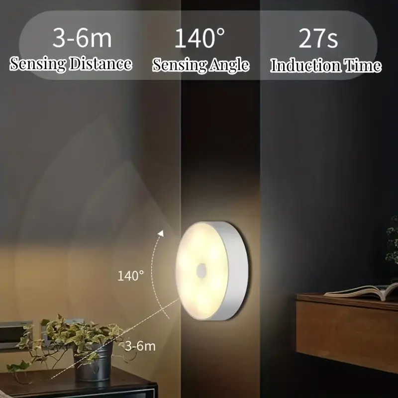 1 Pieza Luz Nocturna Led Sensor Movimiento Lámpara Inducción - Temu