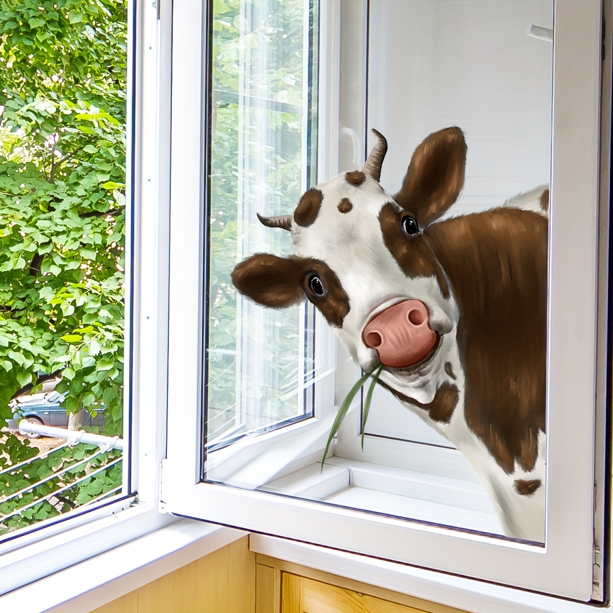 1 Stk. Lustige Kuh Fensteraufkleber Neugieriges Tier - Temu Austria