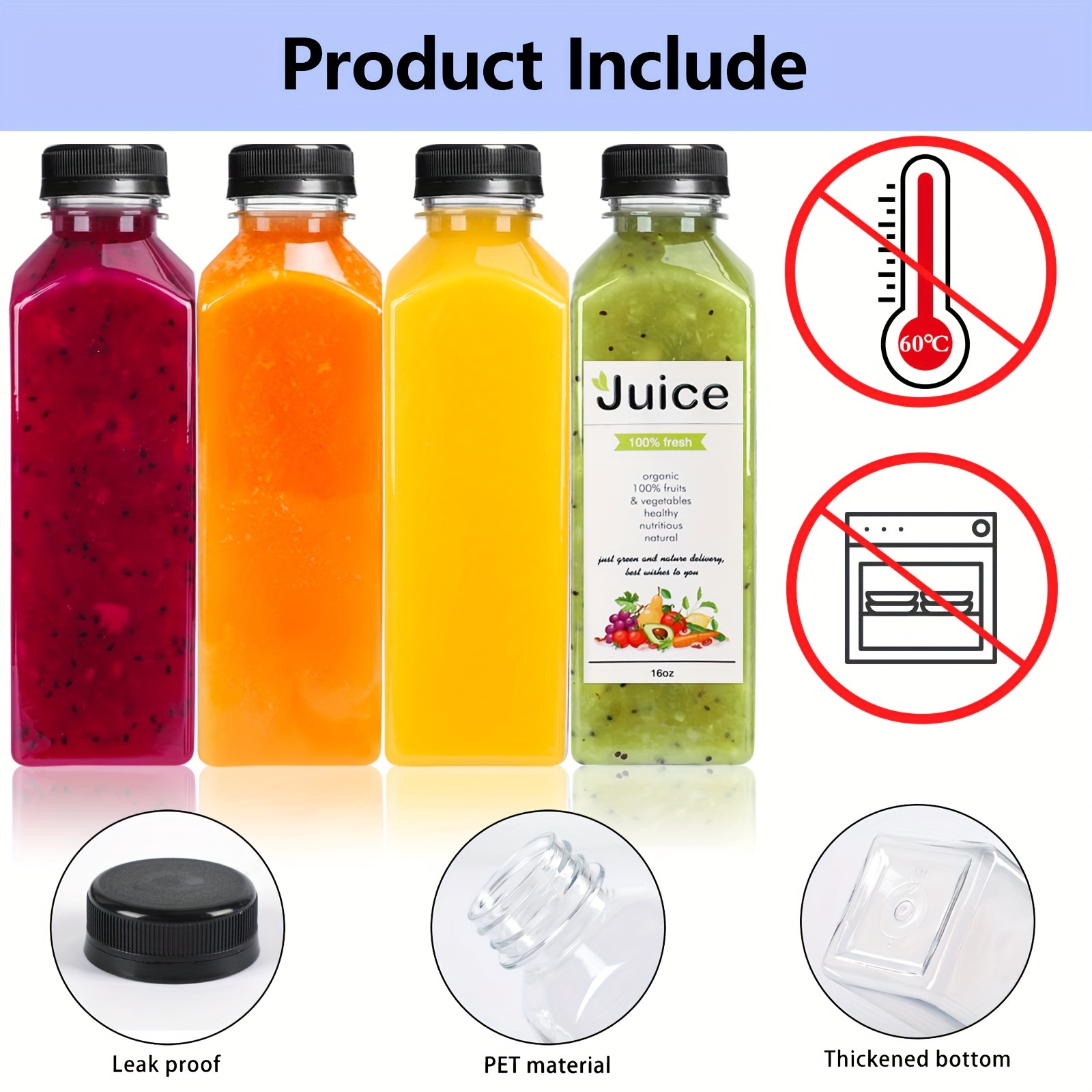 What materials can be used as fruit juice bottle