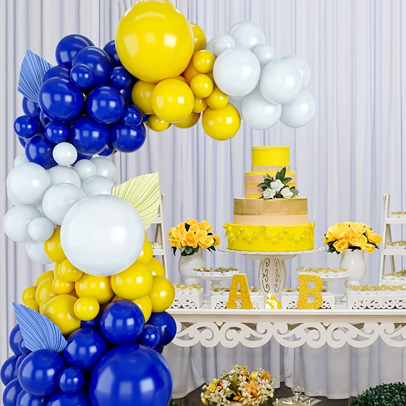 Kit d'arche de ballon, 100pcs Kit de guirlande de ballon bleu Décoration de  fête d'anniversaire, Bleu Marine Chrome Gold & Confetti Balloons, Ballons  d'anniversaire pour mariage