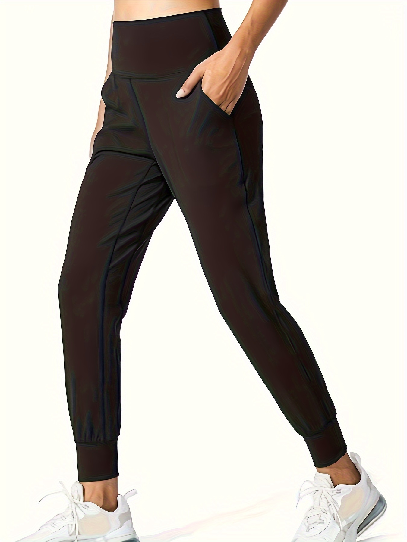 High Waist Comfortable Casual Jogger Pants Zipper Pockets - Temu