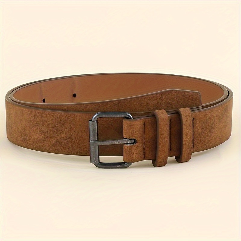 

1pc Unisex Brown Pu Fashion Belt, Simple And Versatile Western Cowboy Style Belt, For Daily Use, Going Out Dressing