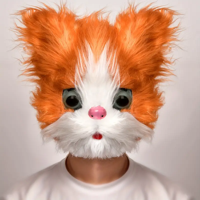 Alodidae 3 PCS Realistic Cat Mask White Black Orange Animal Head Masks  Halloween Novelty Costume Accessory