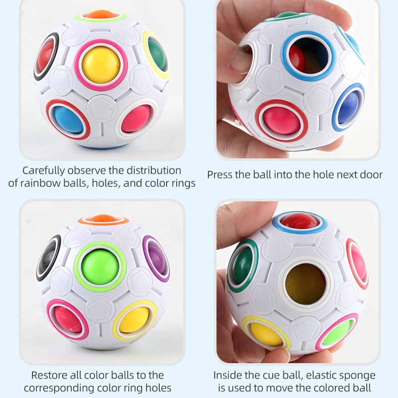 Rainbow Puzzle Ball Fidget Ball Decompression Stress Relief - Temu