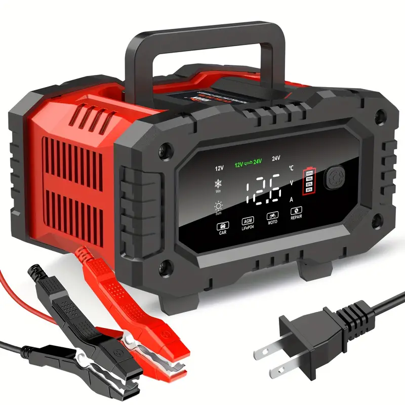 20 Amp Car Battery Charger 12v 24v Smart Automatic Battery Automotive 7  Stage Charging Maintainer Pulse Repair Function Lifepo4 Trickle Charger, Find Great Deals