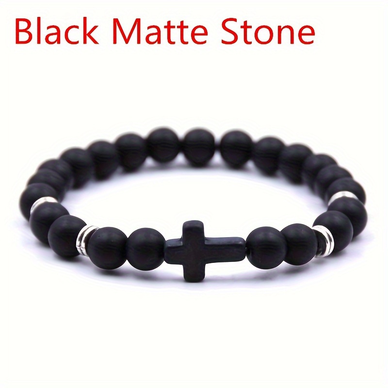 Natural stone clearance cross bracelet