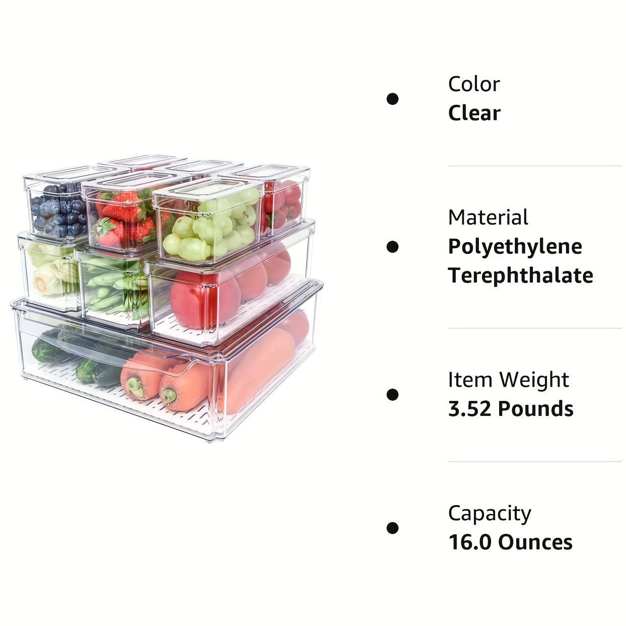 Fridge Organiser Set Of 8, Stackable Storage Box, Small Refrigerator  Organizer Bins With Handles For Kitchen, Freezer, Pantry, Cupboards - Clear  Bpa-f