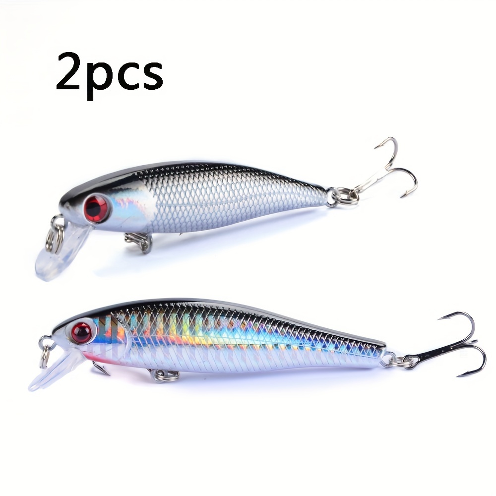 2pcs/set Minnow Lure Artificial Bait With Double Hook Plastic Fishing  Tackle For Freshwater Saltwater Fishing Accessories