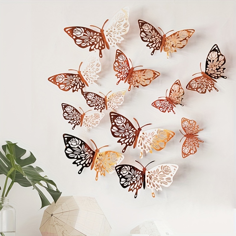 Adhesivo decorativo para pared con mariposas, 12 piezas de arte 3D