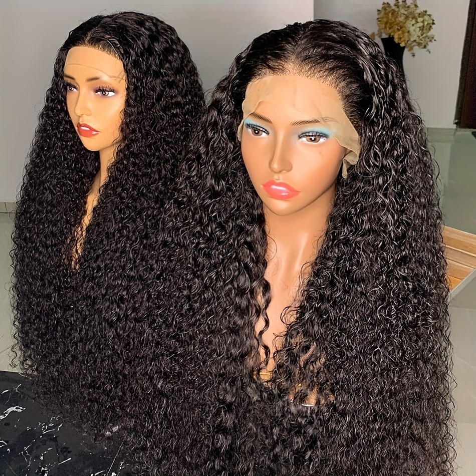 Water Wave Lace Front Wig 250 Density Curly Human Hair Wigs - Temu