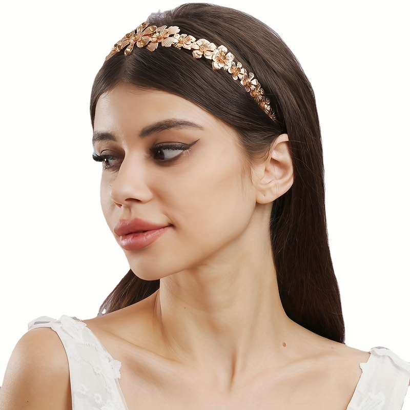 baroque gold leaves decor tiara crown flower headband metal hair band elegant bridal hair accessories for wedding