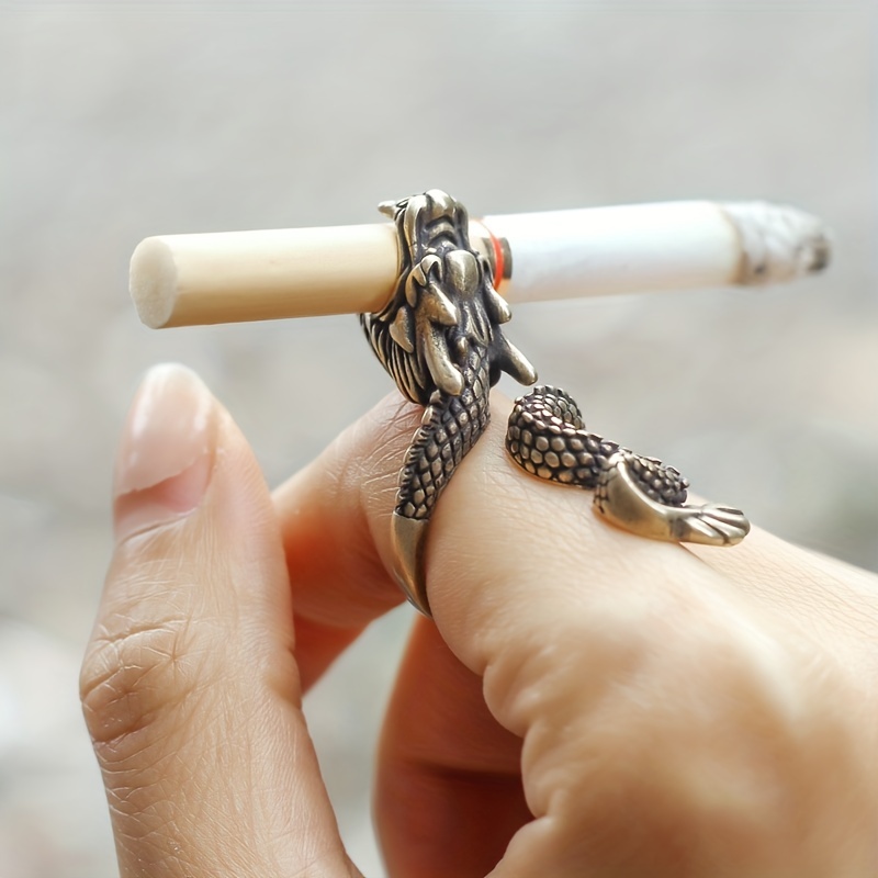 Dragon Shaped Ring Cigarette Holder, Creative Domineering Smoke Clip Ring  Cigarette Holder Gift Jewelry Ring For Men - Temu United Arab Emirates